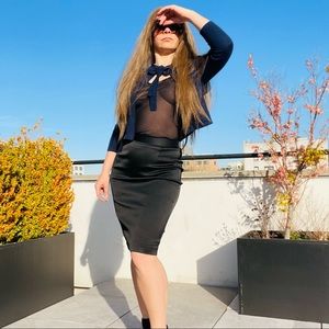 PINKO Italy Stretchy Silky Soft Nylon Pencil Skirt Midi